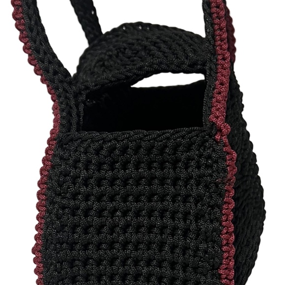 Handmade Black Half Moon Clutch Handbag - Picture 4 of 5